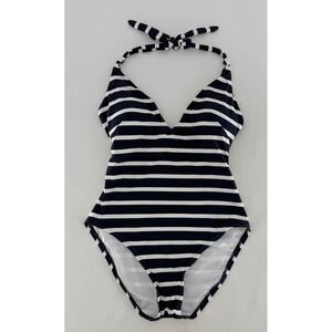 NWT LOFT Beach Striped Halter One‎ Piece Swimsuit Sz Sm Nautical Preppy Beach